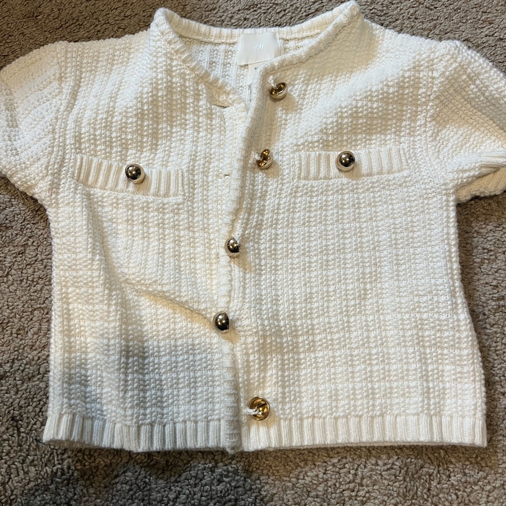 H&M Cream Knit Cardigan with Gold Accents